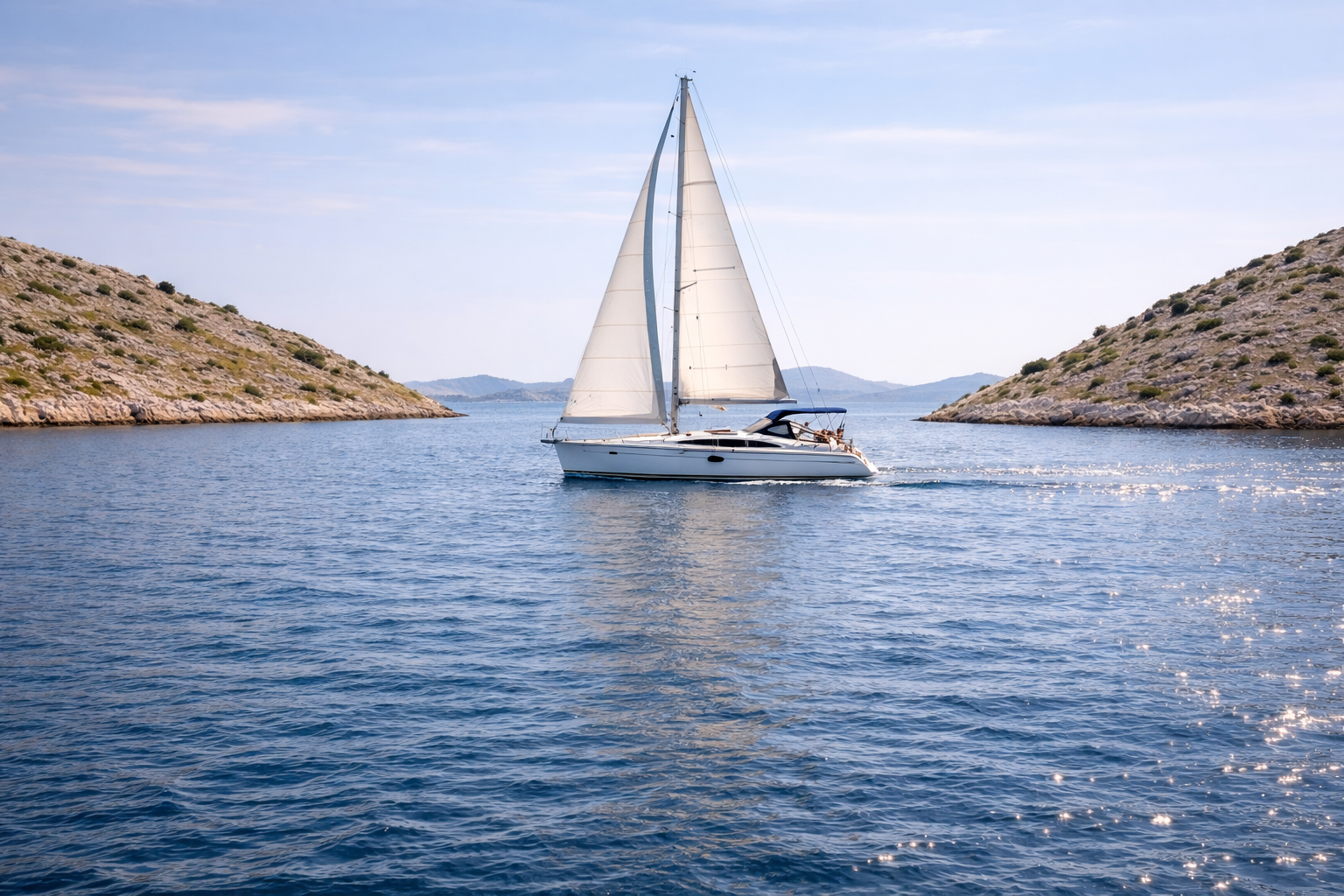 Short sailing distances between islands during a yacht charter in Croatia
